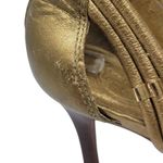 Tory Burch Constance Gold Strappy Sandal Braided Leather Stacked Wood Heel 7.5 M Photo 11