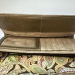 Tignanello Leather & Canvas Trifold Wallet Clutch Monogram T Brown Tan Paisley Photo 6
