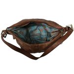 Hobo International Brand Camel Leather Shoulder Bag with Blue Floral Liner Brown Photo 6