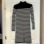 Vince Camuto Black and White Striped Turtleneck Sweater Dress Medium Photo 1