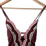 BECCA by Rebecca virtue Becca Delilah Brown Plunge Neck Crochet One Piece Swimsuit Size Small Photo 4