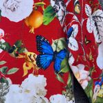 Roberto Cavalli Dress Size M Mini Y2K Boho Floral Butterfly Lemon Persimmon Photo 6