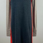 Eliza J  Sweater Dress Small Stretch Knit Colorblock Long Sleeve Exposed Zip Gray Photo 0