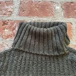 Free People Twisted Cable crop turtleneck sweater dark green gold metallic Small Photo 14