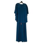 Sachin & Babi Size 12 NEW Moroccan Blue Crepe Embroidered Wren Cape Maxi Gown Photo 5