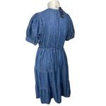 NEW M&S Marks & Spencer Blue Short Sleeve Denim Jean Chambray Midi Dress Size 14 Photo 1
