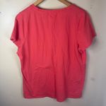 Michael Kors Womens 1X Coral V-Neck T-Shirt Blouse Rhinestone Logo Classic Top Photo 5