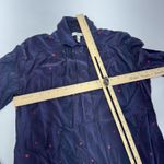 Joie  Shirt Womens XS Blue Ladybug Embroidered Button‎ Down Long Sleeve Blouse Photo 4