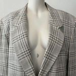 Liz Claiborne Vintage  Grey and cream Plaid check single button Blazer Size 14 Photo 9