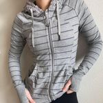 Lululemon Movement Jacket sz 6 Gray Stripe Hoodie Thumb Hole Hoodie Photo 1