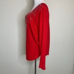 Vila Milano  Red Rhinestoned Sweater Sz XL Dolman Sleeve Photo 2
