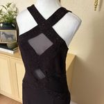 Cache Vintage  Brown Dress Bronze‎ Beading Mesh Cutouts Size 8 Formal Photo 3