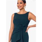 Betsy and Adam "Christine" Scuba Crepe Ruffled Bow Gown In Pine Green New Size 16 Photo 2