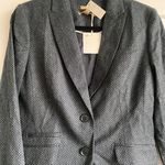 Talbots 2-Piece Pant Suit Two Button Blazer navy Blue Stretch Wool Size 6 New Photo 2