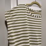 Jane and Delancey  Size XL Banded Sleeve Crew Neck Green White Stripe Terry Top Photo 1