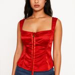 Free People Brenda Knight Free People Women's Red Silky Bustier Shoulder Top medium Photo 0