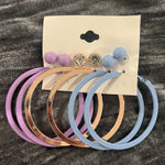 Set of Colorful Hoop and Stud Earrings Purple Photo 0