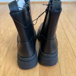 Black Lace Up Ankle Boots with Zipper Accent and Lug Sole for Women size 8 Photo 6