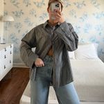 NA-KD Grey White Stripe Button Down Photo 0