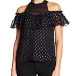 Rebecca Minkoff Rebecca Taylor Black Open Shoulder Metallic Top Photo 0
