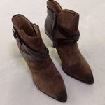 joe's jeans Brown Leather Suede Wrapped Distressed Pointy Toe High Heel Boots Photo 2