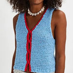 Free People NWT  Sicily Shell Sweater in Baby Blue Combo Photo 0