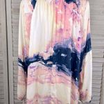 Lovestitch  Boho Blouse Tassel Tie Pink/Blue Multi-M/L Photo 2
