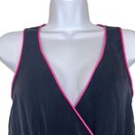 Mara Hoffman  Navy Blue Pink Trim Mini Dress Silk Blend Sleeveless Side Zip Photo 2