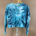 Dreamsicle Size Small Tie Dye Crewneck Long Sleeve Crop Top Boho Hippie Buttery Blue Photo 0
