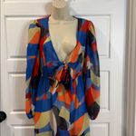 Anthropologie Beach Riot Shiloh Tie Front Abtract Printed Coverup Maxi Dress Small Photo 4