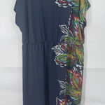 Lace & Mesh Maxi Plus Size 4X Navy Blue Dress Artsy Art To Wear Preppy Glam Photo 0