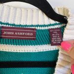 Vintage Teal Cableknit Academia Sweater College Preppy Knit Tennis V Photo 5