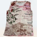 Printed vintage 2000s Y2k Pink Floral Tank Top Galliano Style Women's S/M White Photo 0