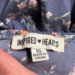 Inspired Hearts Floral Milkmaid Dress Sz XL Puff Sleeves Prairie Cottage Peasant Blue Photo 7