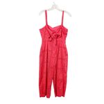 Parker Ashton Sleeveless Tie-Back Eyelet Crop Red Jumpsuit Photo 10