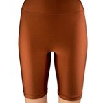 All Access Brown Rust Metallic Shiny High Rise Yoga Athletic Biker Shorts Sz XS Photo 0