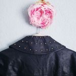 Michael Kors Black Faux Leather Gold Studded Jacket Photo 5