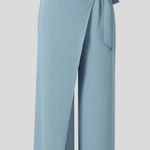 High Waisted Tie Side Wide Leg “Forget Me Not Light Blue” Work Pants Blue Size L Photo 0