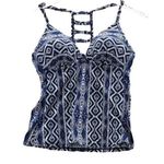 La Blanca Womens Tankini Set Blue White Patterned Padded California Cut Sz 4 Photo 8