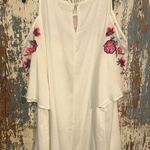 Umgee NWT  Boutique Floral Embroidered Angel Sleeve Open Shoulder Dress Small Photo 6