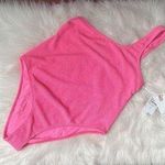 Good American  One Piece Swimsuit Bright Pink Asymmetrical Always Fits NWT Photo 0