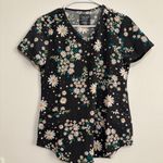 Scrubstar EUC Cherokee Dri Fit Dark Gray Pewter Floral Scrub Top Size Extra Small XS Photo 2