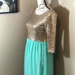 Red Clover Boutique Mint Green Sequin Formal Small Gold Photo 6