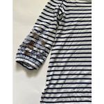 J Jill Size S Navy Striped V Neck Embroidered Fisherman‎ Quiet Luxury Old Money White Photo 1
