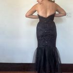 Jolie Madame A Division of Leo Dinerman Inc Vintage Black Lace Rhinestone Embellished Mermaid Style Strapless Formal Dress Photo 2