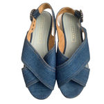 Marc Jacobs Denim Platform Wedge Espadrille Sandals Rhinestone Buckle Sz 37 Photo 9