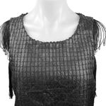 Design Lab  Black Textured Sleeveless Fringe Crewneck Chic Tunic Tank Top Size M Photo 3