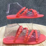 Olivia Miller  Studded Jelly Slide Sandals Coral Pink Slip On 8 Photo 1