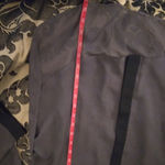 Sheer gray tunic top with black trim Photo 5