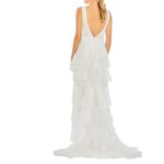 Mac Duggal Ieena for High Low Tiered Chiffon Gown White Size 6 Photo 1